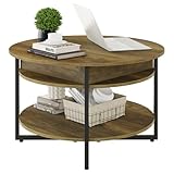 Wood Lift Top Circular Coffee Table with Hidden...