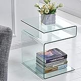 Glass Nightstand,Side Table,S-Shaped End Table for...